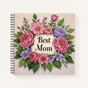 Schöne pinkische Blume Beste Mama Notizblock