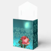 SCHÖNE PINKROSE, AQUAMARINER DAMASK BLAUER GEM MON GESCHENKSCHACHTEL (Geöffnet)