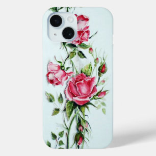 SCHÖNE PINKROSEN UND ROSENKNOSPE iPhone 15 HÜLLE