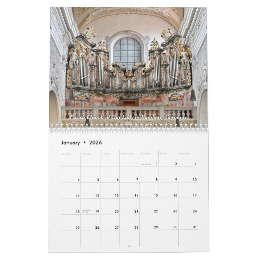 Schöne Pipe Organe 2026 - Der Orgelkalender Kalender (Jan 2026)