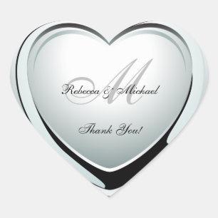 Schöne Platinum Herz Hochzeit Danke Sticker