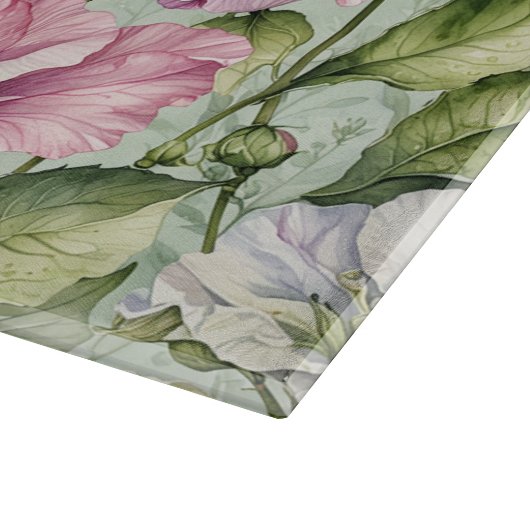 Schöne Platterbsen auf Minze Schneidebrett (Ecke)