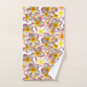Schöne Plumeria-Blume auf Weiß Badhandtuch Set (Handtuch)