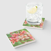 Schöne Plumeria-Blume Steinuntersetzer (Seitenansicht)