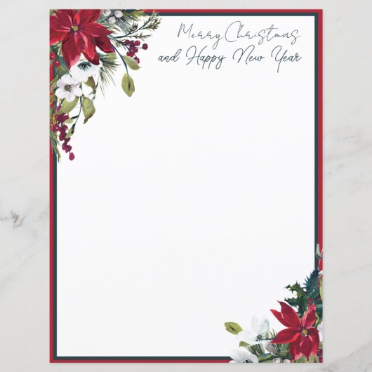 Schöne Poinsettia Rahmen Weihnachten (Vorderseite)