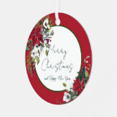 Schöne poinsettia Rahmen Weihnachten Weihnachtsfei Ornament Aus Metall (Vorderseite links)