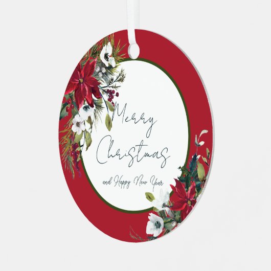 Schöne poinsettia Rahmen Weihnachten Weihnachtsfei Ornament Aus Metall (Vorderseite links)