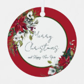 Schöne poinsettia Rahmen Weihnachten Weihnachtsfei Ornament Aus Metall (Vorderseite)