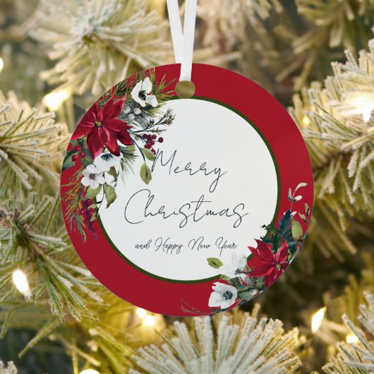 Schöne poinsettia Rahmen Weihnachten Weihnachtsfei Ornament Aus Metall (InSitu)