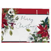 Schöne Poinsettia Rahmen Weihnachtsfeiertag Große Geschenktüte (Rückseite)