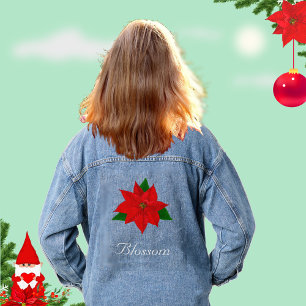 Schöne Poinsettien-Blüte Jeansjacke