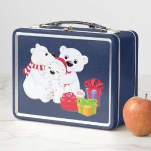 Schöne Polar Bear Blue Holiday Metal Lunch Box