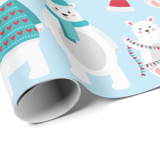 Schöne Polarbären Geschenkpapier (Rolleneckpunkt)