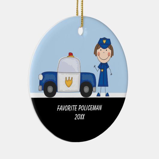 Schöne Polizeifrau mit Polizeikorps Keramikornament (Rechts)