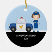 Schöne Polizeifrau mit Polizeikorps Keramikornament (Vorne)