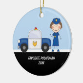 Schöne Polizeifrau mit Polizeikorps Keramikornament (Links)
