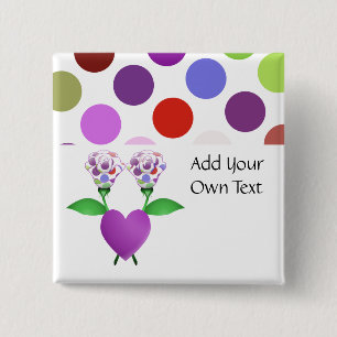 Schöne Polka Dot Rose Anpassbare Taste Button