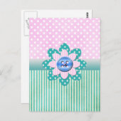 Schöne Polka Punkte in weichen rosa und blauen Str Postkarte (Vorne/Hinten)