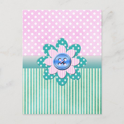 Schöne Polka Punkte in weichen rosa und blauen Str Postkarte (Vorderseite)