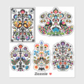 Schöne polnische Folklore Wycinanki Set 5 Aufkleber (Blatt)