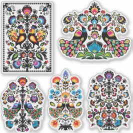 Schöne polnische Folklore Wycinanki Set 5 Aufkleber