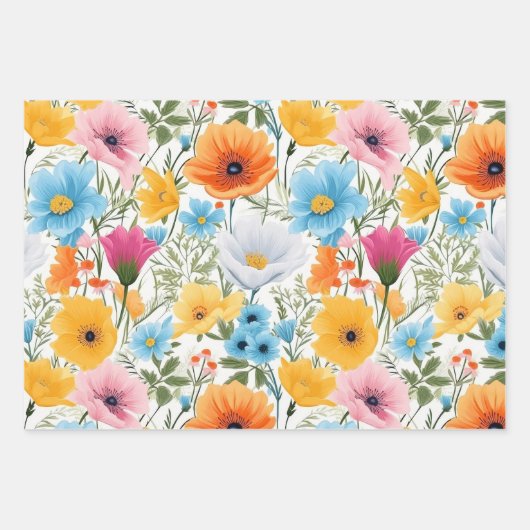 Schöne Poppies Field Blume Dusche Geschenkpapier Set (Vorderseite 3)