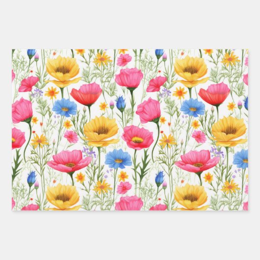 Schöne Poppies Field Blume Dusche Geschenkpapier Set (Vorderseite)