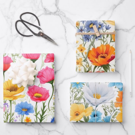 Schöne Poppies Field Blume Dusche Geschenkpapier Set (Vorderseite)