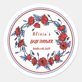Schöne Poppy Personalisierte Babydusche Runder Aufkleber