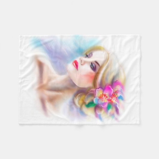 schöne Porträtmode Fleecedecke (Vorderseite (Horizontal))