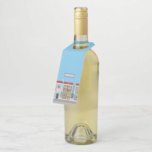 Schöne portugiesische Häuser mit Fliesen oder Azul Flaschenanhänger (Angewinkelt)