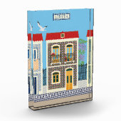 Schöne portugiesische Häuser mit Fliesen oder Azul Fotoblock (Links)