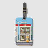 Schöne portugiesische Häuser mit Fliesen oder Azul Gepäckanhänger (Vorderseite Vertikal)