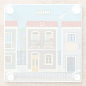 Schöne portugiesische Häuser mit Fliesen oder Azul Glasuntersetzer (Rückseite)