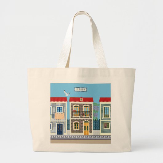 Schöne portugiesische Häuser mit Fliesen oder Azul Jumbo Stoffbeutel (Vorne)
