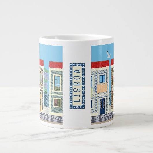 Schöne portugiesische Häuser mit Fliesen oder Azul Jumbo-Tasse (Vorderseite)