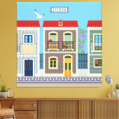 Schöne portugiesische Häuser mit Fliesen oder Azul Leinwanddruck (Insitu (Wohnzimmer))
