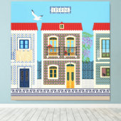 Schöne portugiesische Häuser mit Fliesen oder Azul Leinwanddruck (Insitu (Holzboden))