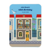 Schöne portugiesische Häuser mit Fliesen oder Azul Magnet (Vertikal)