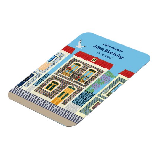 Schöne portugiesische Häuser mit Fliesen oder Azul Magnet (Linke Seite)