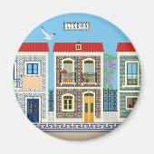 Schöne portugiesische Häuser mit Fliesen oder Azul Magnet (Vorne)