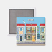 Schöne portugiesische Häuser mit Fliesen oder Azul Magnet (Vorderseite/Rückseite)