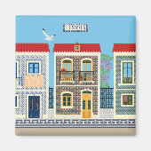 Schöne portugiesische Häuser mit Fliesen oder Azul Magnet (Vorne)