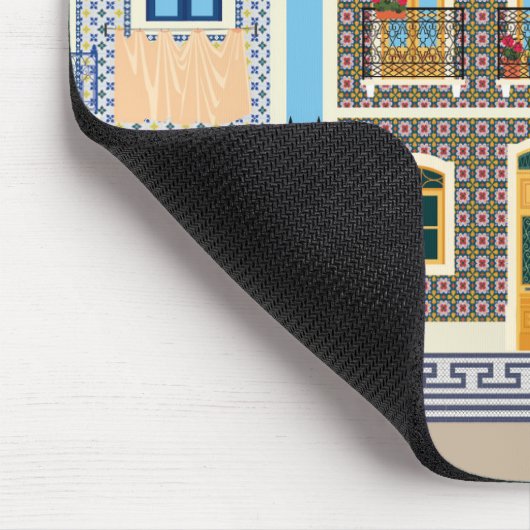Schöne portugiesische Häuser mit Fliesen oder Azul Mousepad (Ecke)