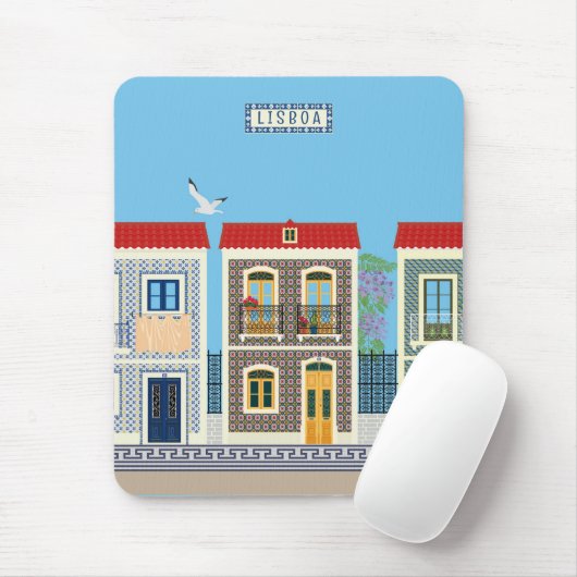 Schöne portugiesische Häuser mit Fliesen oder Azul Mousepad (Mit Mouse)