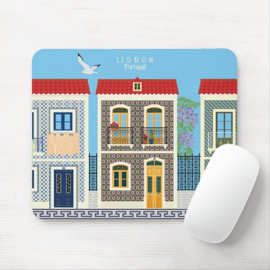 Schöne portugiesische Häuser mit Fliesen oder Azul Mousepad (Mit Mouse)