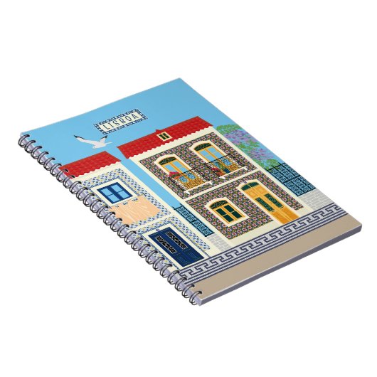 Schöne portugiesische Häuser mit Fliesen oder Azul Notizblock (Rechte Seite)