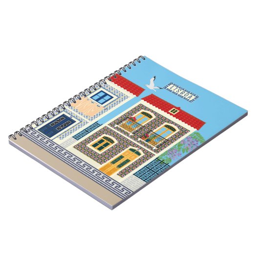 Schöne portugiesische Häuser mit Fliesen oder Azul Notizblock (Linke Seite)