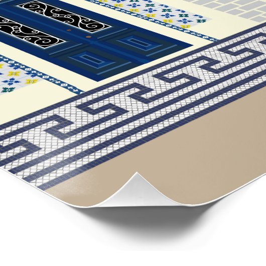 Schöne portugiesische Häuser mit Fliesen oder Azul Poster (Ecke)