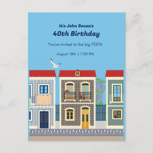 Schöne portugiesische Häuser mit Fliesen oder Azul Postkarte (Vorderseite)